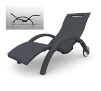 Lettino chaise longue Inclinabile con Ruote, per Bordo Piscina, SPA, Arkema Design Serendipity Dimensioni 144-171x59x h 69-100 cm -14 kg Antracite aantracite