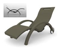 Lettino chaise longue Inclinabile con Ruote, per Bordo Piscina, SPA, Arkema Design Serendipity Dimensioni 144-171x59x h 69-100 cm -14 kg Tortora tortora