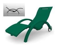 Lettino chaise longue Inclinabile con Ruote, per Bordo Piscina, SPA, Arkema Design Serendipity Dimensioni 144-171x59x h 69-100 cm -14 kg Verde verde