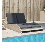 Lettino con Cuscini Grigio Chiaro 114x205x73 cm in Polyrattan