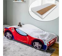 Lettino con materasso 80 x 160 cm, lettino per bambini con rete a doghe 80 x 160 cm, letto per bambini da corsa Spider