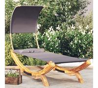 Lettino con Tettuccio 100x200x126 cm in Legno Curvato Antracite, Lounge Bed with Canopy for Garden Patio, Sturdy Wood Frame, Sun Protection, Easy Clean Fabric, Outdoor Relaxation Furniture