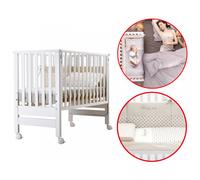 Lettino Culla Contact Azzurra Design Bianco + Materasso + Completo Piumone Bianco Tortora