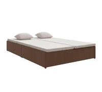 Lettino da giardino con cuscini, in polyrattan, marrone, 2 in 1, resistente alle intemperie, con cuscino, per terrazza, balcone, piscina, isola relax con imbottitura