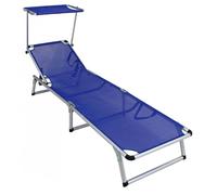 BRANDINA LETTINO SPIAGGIA SDRAIO GIARDINO CON TETTUCCIO IN ALLUMINIO TESSUTO BLU