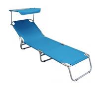 Lettino da Mare o Giardino con Tettuccio Oxford Alluminio Azzurro VivaGarden