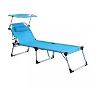 Lettino da Mare o Giardino Sol Alta con Tettuccio Alluminio Azzurro VivaGarden