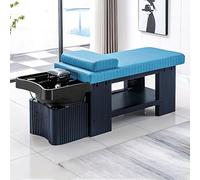 Lettino da massaggio e shampoo Head Spa Equipment con striscia azzurra, sistema di ricircolo dell'acqua, fumigazione, comodo poggiatesta e vano portaoggetti - 78,74 pollici