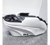 Lettino da massaggio elettrico Salon Head Spa con design White Wave, sollevamento automatico delle gambe e lavabo in acrilico.