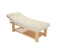 Lettino da Massaggio Fisso in Legno Robusto, Lettino per Fisioterapia e Trattamenti Viso Spa con Ripiano Portaoggetti - Ideale per Saloni, Cliniche e Uso Domestico(White)