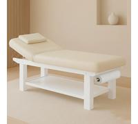 Lettino da massaggio in legno bianco Professionale per Centri Estetici, Spa e Massaggi con ripiano e portarotolo