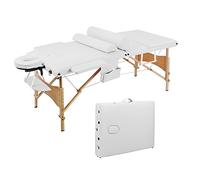 Lettino da massaggio pieghevole a 3 sezioni 212 x 70 x 85 cm, pieghevole, portatile, per spa e bodybuilding, colore bianco