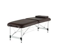Lettino da massaggio pieghevole for la bellezza, con sollevamento manuale, for la terapia dei tatuaggi, con foro for la testa, letto professionale, for salone spa, facile da trasportare(Brown,185x60x5