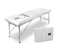 Lettino da massaggio pieghevole in alluminio a 2 sezioni, per spa, salone di bellezza, tavolo per trattamenti terapeutici (bianco)
