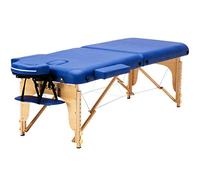 Lettino da massaggio portatile a 2 sezioni, pieghevole, con poggiatesta, bracciolo, pallet per Reiki (blu)