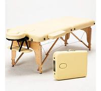 Lettino da massaggio portatile a 2 sezioni, pieghevole, con poggiatesta, bracciolo, pallet per Reiki (giallo)