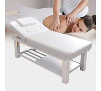 Lettino da Massaggio Professionale, Lettino per Trattamenti e Saloni con Aperture per Viso e Torace, Poggiatesta Rimovibile, Lettino per Fisioterapia, per Recupero Medico, 185x70 cm(White)