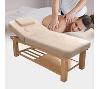 Lettino da Massaggio Professionale, Lettino per Trattamenti e Saloni con Aperture per Viso e Torace, Poggiatesta Rimovibile, Lettino per Fisioterapia, per Recupero Medico, 185x70 cm(Beige)