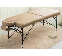 Lettino da massaggio professionale portatile con 2 lettini pieghevoli e leggeri, struttura in alluminio, regolabile in altezza, culla per il viso (beige)