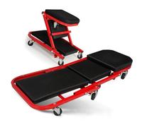 Lettino da Officina Pieghevole 2 in 1 Pedana per Auto e Sgabello Sedile cingolata Imbottita con Imbottitura Extra la Testa Rotolamento 6 Ruote girevoli di Garage casa 36 Pollici