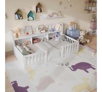 Lettino da pavimento,Letto Montessori 90x200cm con contenitore e libreria