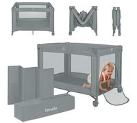 lionelo Lettino da Viaggio AMELIE 2in1per bambini dalla Nascita a 15 kg, Lettino Pieghevole e box bambini 100 x70 x 69 cm con Ingresso laterale, Materasso, Compacto, 2 Ruote, Borsa da viago