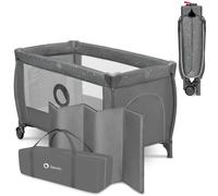 lionelo Stefi Plus Box Lettino neonato da viaggio pieghevole con 2 liveli Dalla nascita fino a 3 anni Materasso in schiuma di alta qualità Entrata laterale Pareti in rete (Grey Multicolor, STEFI PLUS)
