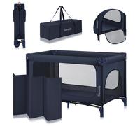 lionelo JASMIN Lettino da Viaggio per Bambini 0-36 Mesi Culla Pieghevole per Neonati Fino 15kg con Materasso Innovativo in Schiuma T25, 2 Livelli di Altezza, Sistema Easy Fold e Ruote