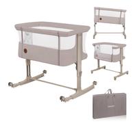 lionelo Aurora 3in1 Culla Co-sleeping e Lettino da viaggio per neonato bambini fino 9kg Regolabile in altezza e Inclinazione Parete aperta rete traspirata Materasso innovativo Zanzariera