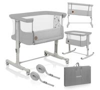 lionelo Aurora 3in1 Culla Co-sleeping e Lettino da viaggio per neonato bambini fino 9kg Regolabile in altezza e Inclinazione Parete aperta rete traspirata Materasso innovativo Zanzariera