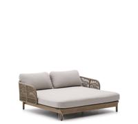 Lettino doppio Catalina in corda beige e 100% legno massiccio di acacia FSC