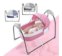 Lettino elettrico per bambini, con zanzariera, altalena per bambini, lettino da viaggio (rosa)