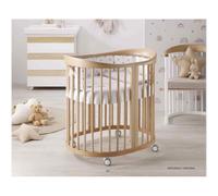 Lettino Evolutivo Azzurra Design Wave Naturale con Materasso e Set tessile Inclusi