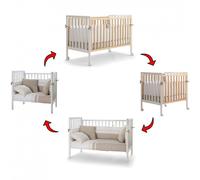 Lettino Evolutivo Co-Sleeping Pali Flippy Bianco Naturale (Trasformabile da Culla a Lettino a Divanetto a Poltroncina + 2 Materassi + 2 Completi Piumone)