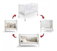 Lettino Evolutivo Co-Sleeping Pali Win Bianco (Trasformabile da Culla a Lettino a Divanetto a Poltroncina + 2 Materassi + Piumone Paracolpi)