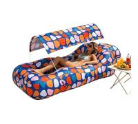 Lettino gonfiabile - Divano ad aria da spiaggia con protezione solare - Lettino a sdraio portatile con contenitore integrato, per campeggio all'aperto, escursionismo, picnic, vacanze cortile mare