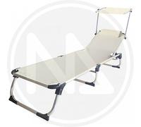 LETTINO MARE IN ALLUMINIO PIEGHEVOLE BIANCO PANNA CON PARASOLE 188CM TELO TEXILE