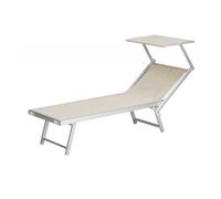 Lettino Mare Pieghevole Beige Leggero Alluminio Sole Stabilimento Spiaggia Prato