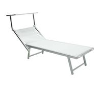 LETTINO MARE PRENDISOLE ALLUMINIO REGOLABILE SPIAGGIA PISCINA BIANCO (38189)