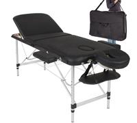 Lettino Massaggi Alluminio Pieghevole 3 Zone Fisioterapia SPA Nero 12kg + Borsa