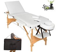 BAKAJI Lettino Massaggio Struttura in Legno Pieghevole 3 ZONE Massaggi Fisioterapia SPA Centro Benessere Estetista Professionale Colore Bianco XL LUX con Borsa Trasporto (Struttura in Legno, Bianco)