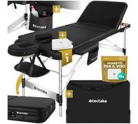 TecTake® Lettino da Massaggio Pieghevole a 3 Zone, Lettino Massaggio Portatile, Lettino Estetista con Poggiatesta e Poggiapiedi Regolabili - Larghezza senza braccioli: 70 cm, Nero