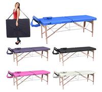 LETTINO MASSAGGIO PROFESSIONALE 2 ZONE - LETTINO MASSAGGI,LETTINO ESTETISTA FISIOTERAPIA,TATTOO, IN LEGNO PORTATILE RICHIUDIBILE (BLU)