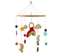 Lettino mobile per bambini, in legno, per bambini, con ciondolo a vento e arcobaleno, decorazione da appendere, per il letto, in legno, per bambini, per bambini, ragazze e ragazzi