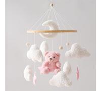 Lettino mobile per la cameretta dei bambini, in velluto, decorazione per la cameretta dei bambini, per la camera dei bambini, per la camera da letto, per il neonato, regalo (orso rosa)