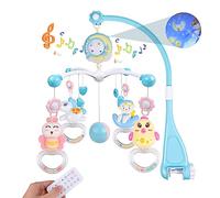 Lettino Musicale per Neonato, Weinsamkeit Culla Mobile Girevole a 360° con Musica e Luci, Giocattolo per Culla Nato Multifunzionale da Appendere Campanellino per Lettino con Proiezione e Telecomando