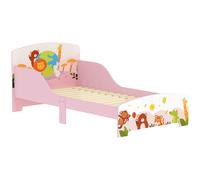 Lettino Per Bambini 3+ Anni In Legno Con Bordi Rialzati E Sponde Di Sicurezza, 143x77x60 Cm, Rosa