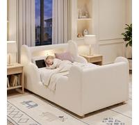 Lettino per bambini, 90 x 200 cm, beige bou on ringhiera di protezione, luce notturna