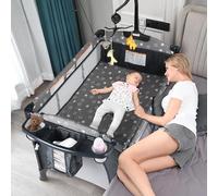 Lettino per bambini, culla con cambio pannolino, materasso, zanzariera, culla portatile per bambini, 5 in 1, per dormire sul letto, per giocare e trasportare con culla, musica e giocattolo