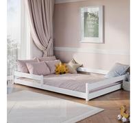 Lettino per bambini lettino a terra 140x200 cm con anticaduta e rete a doghe Lettino Montessori lettino lettino singolo bianco materasso opzionale altre misure | 80x160I 90x190 I 90x200 I 120x200